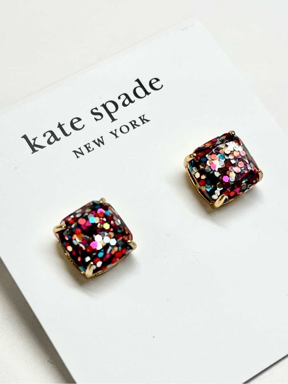 Kate Spade Multi Glitter Stud Earrings NWT